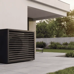 Persienne à angles droits Cache climatiseur extérieur - fixation murale, design Persienne à angles droits, finition gris anthracite.