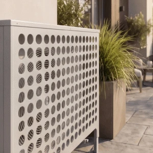 perfora sol 2 Cache climatiseur extérieur, fixation murale au motif Perfora, finition Gris clair.