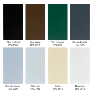 Nuancier RAL Nuancier RAL des couleurs disponibles, teintes réelles.