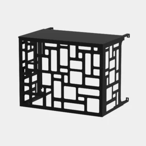 Cache climatisation extérieur, fixation murale au motif Modulo. Finition noir profond.